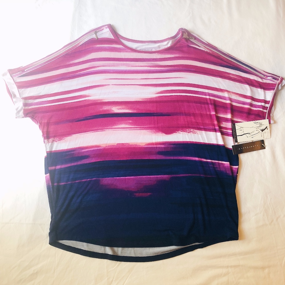 Investments Brand Fuchsia Ombre Womens Blouse NWT